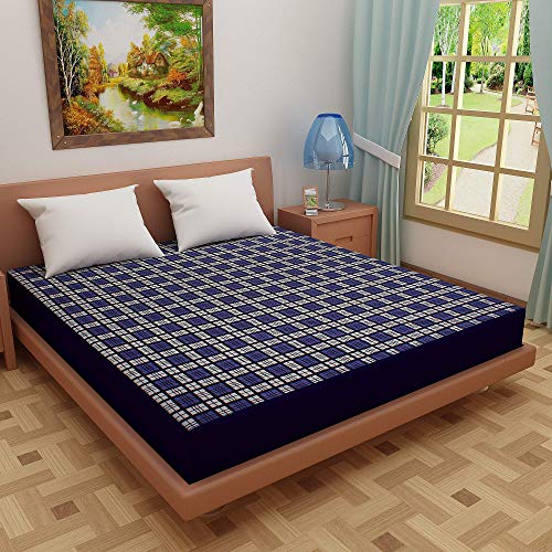 Lithara Water Proof Terry Cloth Printed Mattress Protector 72x30 Inch for Single Bed | Water Resistant Fitted Mattress Cover (Blue_Pack of 1) - Image 1