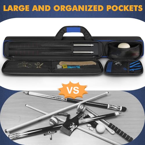 PEKREWS Pool Cue Case - 2x2 Holds 2 Sticks With 2 Accessory Zipper Pockets, Sturdy Polyester Carry Bag With Shoulder Strap Handle, Soft Billiard Sling Bag for Men and Women - Image 5