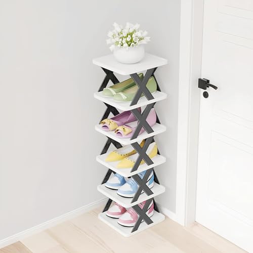 Arto Plastic Space Organizer Multi-Purpose 6 Layer Folding Shoe Rack, Stackable Shelf, Space-Saving, Easy Assembly and Stable in Structure, Corner Storage Organizer for Home, Kitchen, Garage - Image 1