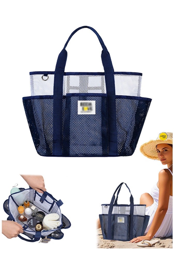 Lemon Breathable Mesh Beach Tote Bag with Pockets, Travel for Pool Cruise Family Picnic Vacation, Lightweight Essentials - Image 1