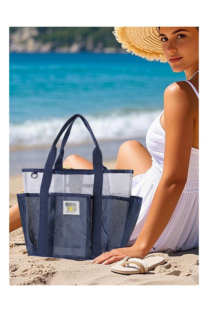 Lemon Breathable Mesh Beach Tote Bag with Pockets, Travel for Pool Cruise Family Picnic Vacation, Lightweight Essentials - Image 2