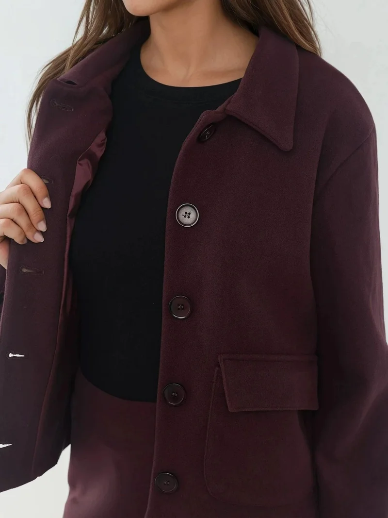 HICCUP Buttoned Textured Jacket with Pockets