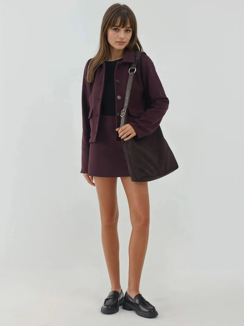 HICCUP Buttoned Textured Jacket with Pockets