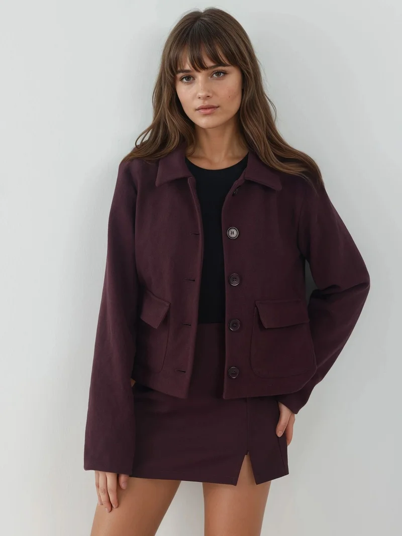 HICCUP Buttoned Textured Jacket with Pockets