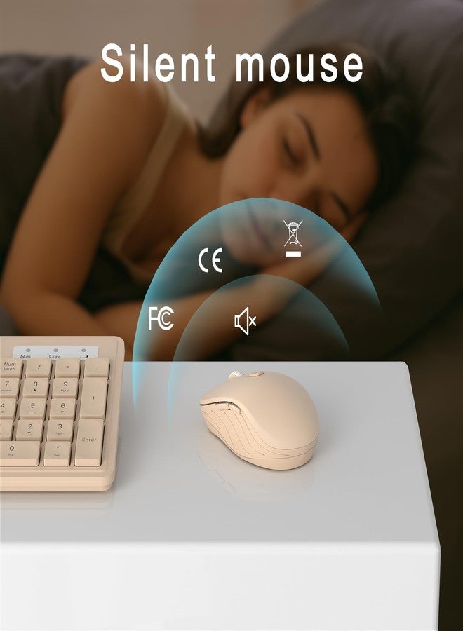 MPTOG Wireless Keyboard and Mouse Combo, Full-Size 104-Key Office Keyboard with 15 Function Keys, Numeric Keypad, Single USB Receiver, Compatible with PC and Laptop(Milk-Tea Only) - Image 5