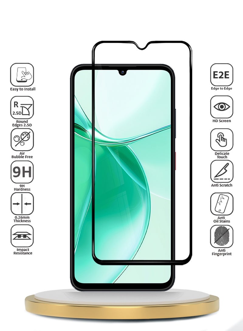 Wtech ZTE Blade A35 4G 2024 / ZTE Blade A55 4G 2024 / ZTE Blade A36 4G 2025 / ZTE Blade A76 5G 2025 / ZTE Blade A56 4G 2025 Premium E2E Series Full Glue Full Cover Tempered Glass Screen Protector (MSGECN) - Clear/Black - Image 2