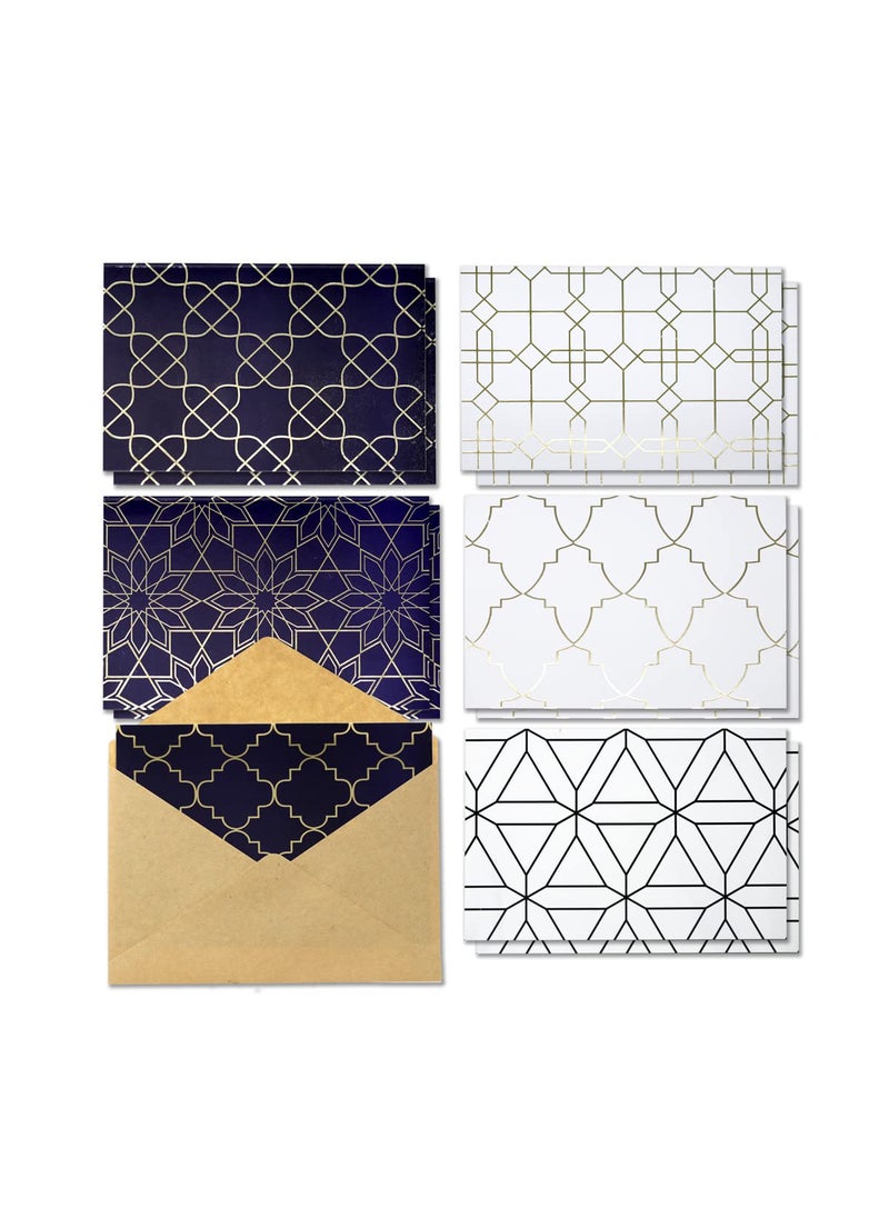 Confetti Confetti! All Occasion Greeting Cards Box Set, 4 x 6 inch, Assorted Blank Note Cards & Envelopes, 6 Elegant Gold Foil Geometric Designs, Blank Inside (Pack of 12)  - Image 1