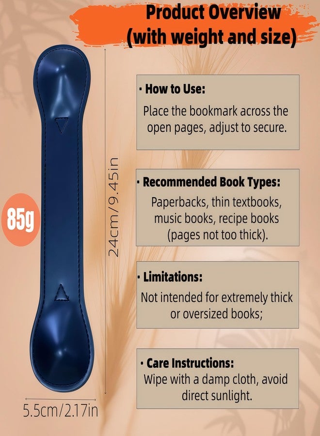 ACGarden Genuine PU Leather Weighted Bookmarks (85g) for Hands-Free Reading, Lightweight Page Holder for Cookbooks Textbooks, Easy to Clean, Reading Accessories, 9.45x2.17 Inches, Black - Image 3