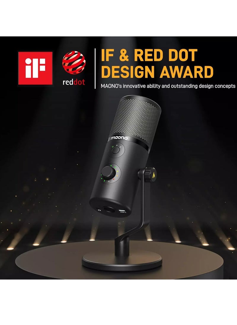 ميكروفون USB DM50 لبث الألعاب، ميكروفون مكثف للبودكاست مع برنامج 3 أنماط قطبية لـ Twitch وTikTok وYouTube وDiscord، ميكروفون تسجيل احترافي للاستوديو لأجهزة الكمبيوتر الشخصية وأجهزة Mac وPS5 وPS4