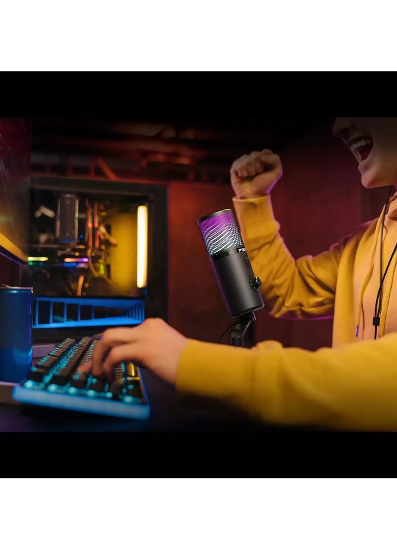 ميكروفون USB DM50 لبث الألعاب، ميكروفون مكثف للبودكاست مع برنامج 3 أنماط قطبية لـ Twitch وTikTok وYouTube وDiscord، ميكروفون تسجيل احترافي للاستوديو لأجهزة الكمبيوتر الشخصية وأجهزة Mac وPS5 وPS4