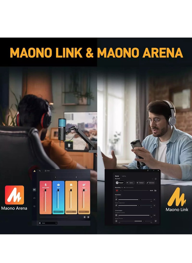 ميكروفون USB DM50 لبث الألعاب، ميكروفون مكثف للبودكاست مع برنامج 3 أنماط قطبية لـ Twitch وTikTok وYouTube وDiscord، ميكروفون تسجيل احترافي للاستوديو لأجهزة الكمبيوتر الشخصية وأجهزة Mac وPS5 وPS4