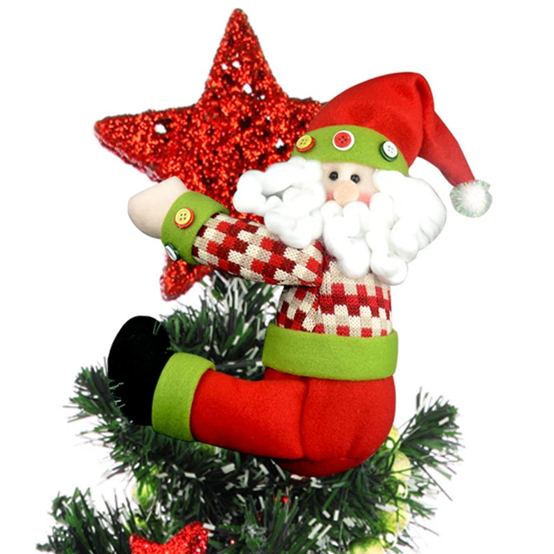 Christmas Tree Topper Santa ClausUnique Holiday Xmas Decorations Funny Home DecorAlso Be Used As Curtain Tie and Hugger Wine BottleRed White Green
