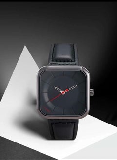 TOMI Stylish Black Leather Strap Watch By TOMI For Unisex, Men And Women, Watch Face Size 42 MM  - Image 1