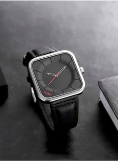 TOMI Stylish Black Leather Strap Watch By TOMI For Unisex, Men And Women, Watch Face Size 42 MM  - Image 5