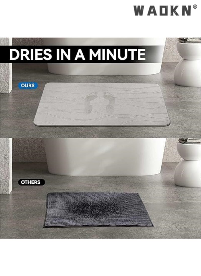 Stone Bath Mat, Diatomaceous Earth Shower Mat, Non-Slip Super Absorbent Quick Drying Bathroom Floor Mat, Natural, Easy to Clean for Kitchen Counter (Dark Gray) - pzsku/Z2F9F8A59321E8C456289Z/45/_/1727225542/b3d4ed9a-4c14-4c98-b1fd-7a75d9b81b17