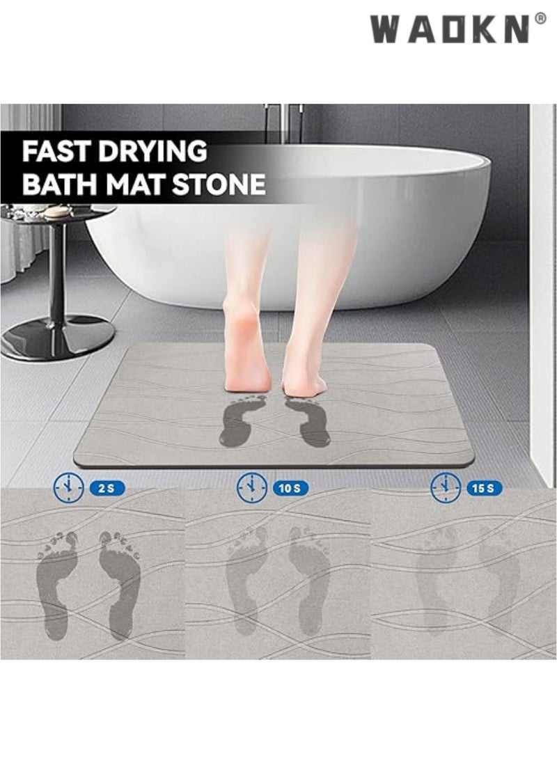 Stone Bath Mat, Diatomaceous Earth Shower Mat, Non-Slip Super Absorbent Quick Drying Bathroom Floor Mat, Natural, Easy to Clean for Kitchen Counter (Dark Gray) - pzsku/Z2F9F8A59321E8C456289Z/45/_/1727225545/e51214dd-91d1-44eb-aace-0a6ba23e1011