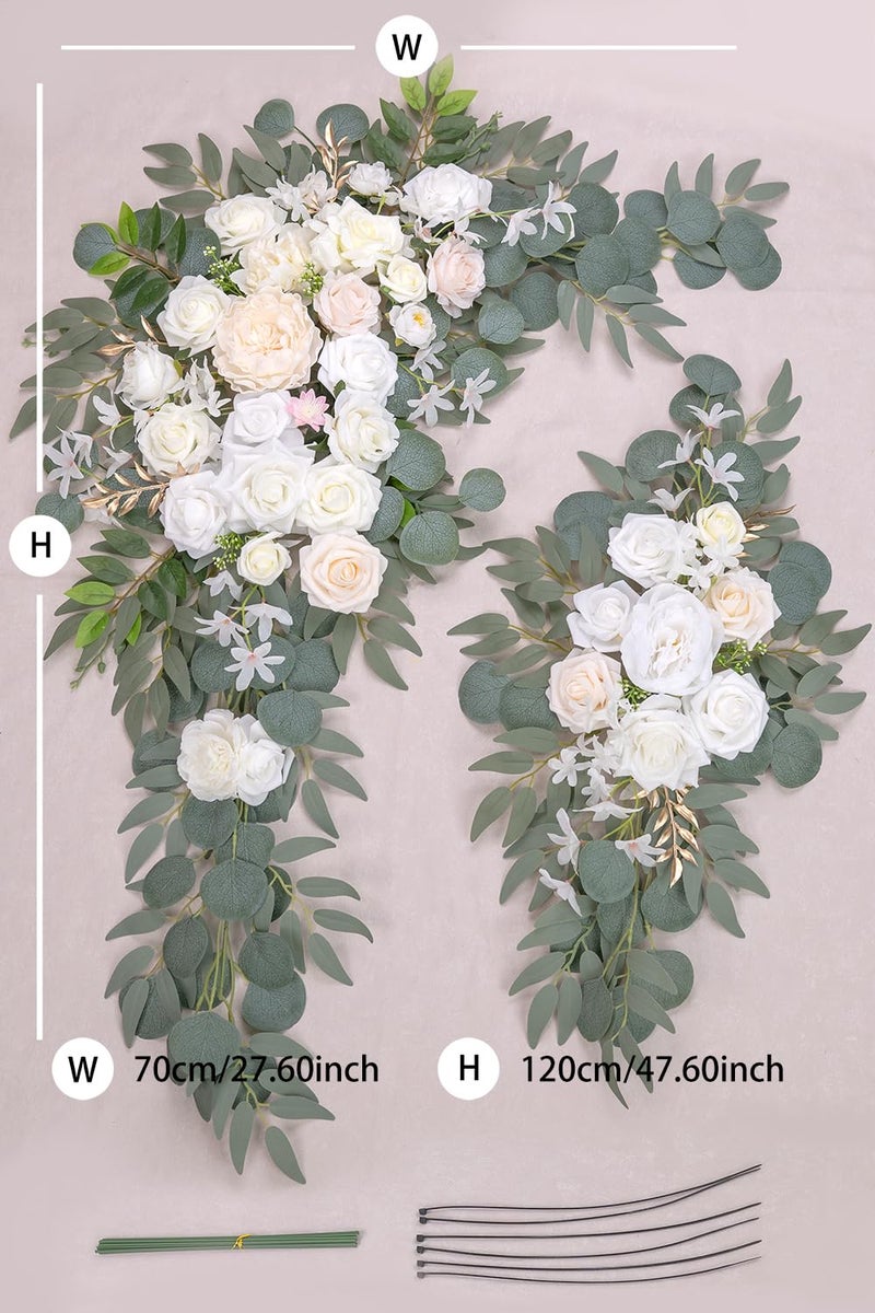 BASIMAN Arch Flowers (Pack of 2) for Wedding Ceremony Arbor and Reception Backdrop Decoration Wedding Welcome Signs Floral Birthday Party Decoration - Image 3