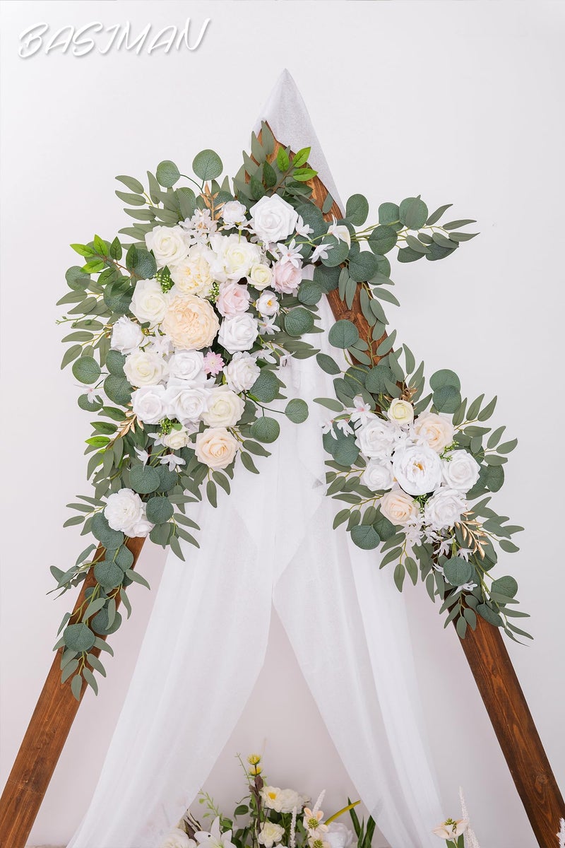 BASIMAN Arch Flowers (Pack of 2) for Wedding Ceremony Arbor and Reception Backdrop Decoration Wedding Welcome Signs Floral Birthday Party Decoration - Image 2
