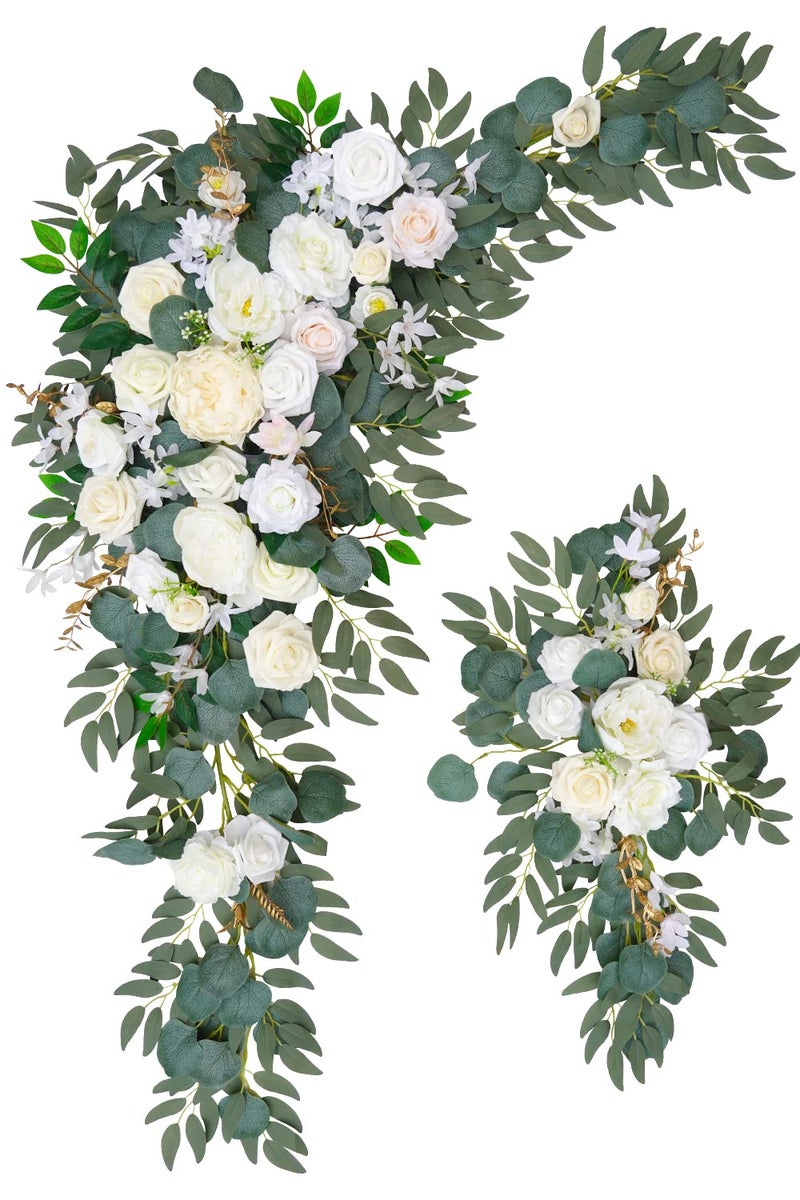 BASIMAN Arch Flowers (Pack of 2) for Wedding Ceremony Arbor and Reception Backdrop Decoration Wedding Welcome Signs Floral Birthday Party Decoration - Image 1
