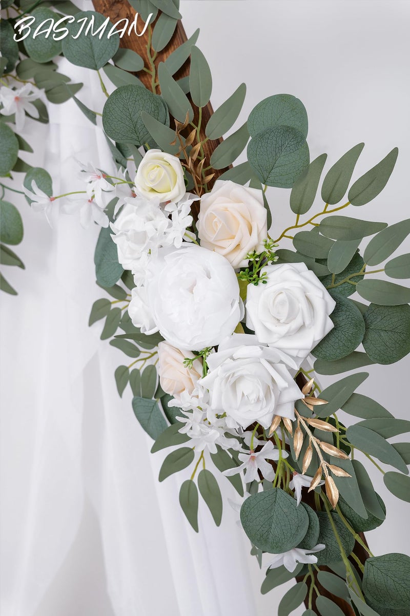 BASIMAN Arch Flowers (Pack of 2) for Wedding Ceremony Arbor and Reception Backdrop Decoration Wedding Welcome Signs Floral Birthday Party Decoration - Image 5