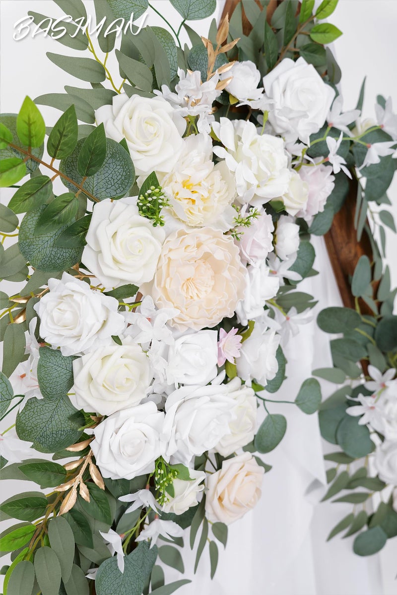 BASIMAN Arch Flowers (Pack of 2) for Wedding Ceremony Arbor and Reception Backdrop Decoration Wedding Welcome Signs Floral Birthday Party Decoration - Image 4