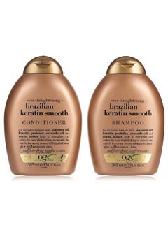Ogx Ever Straightening With Brazilian Keratin Smooth Shampoo And Conditioner 385ml Pack of 2  - Image 1