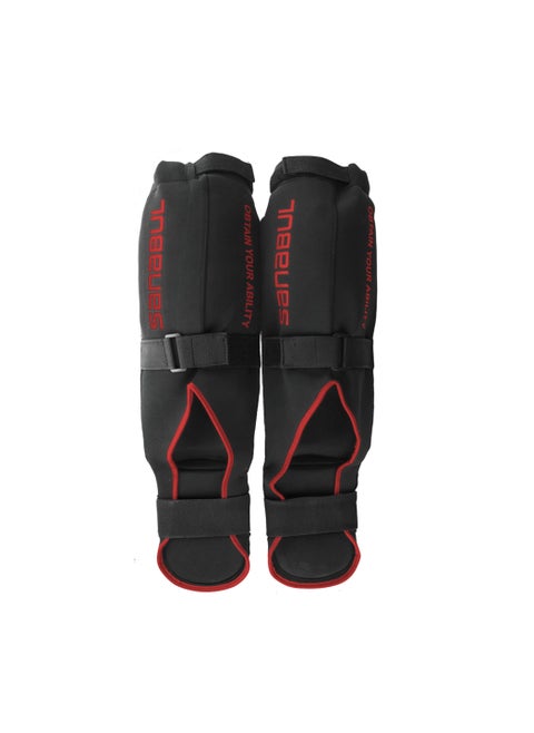 Essential Sleeve Kickboxing Shin Guards | MMA Shin Guards | Muay Thai Shin Guards | Hybrid Neoprene Design, Small/Medium