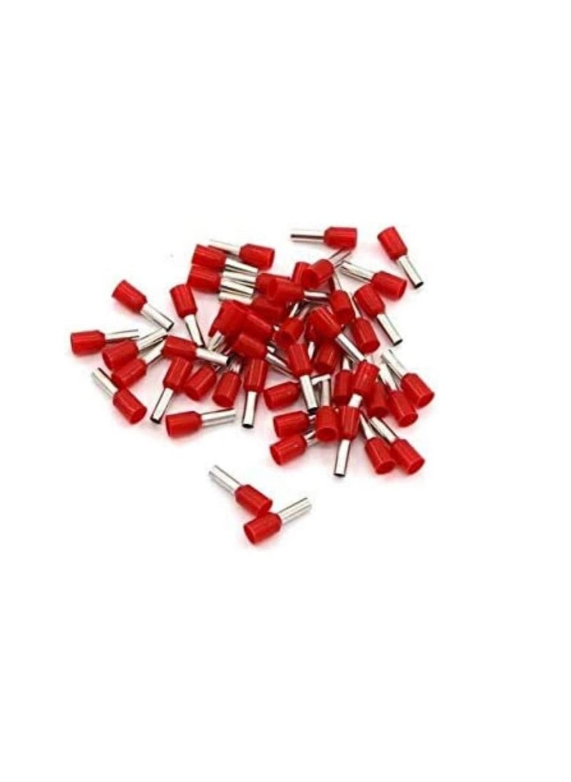 Generic Insulated Ferrules Terminal Block Cord End Wire Tubular Connector, Electrical Crimp Cable Lugs, Terminal Cable Crimp Cable Sleeve for Wire Connection (Pack of 100) (4mm -E4009, Red)  - Image 1