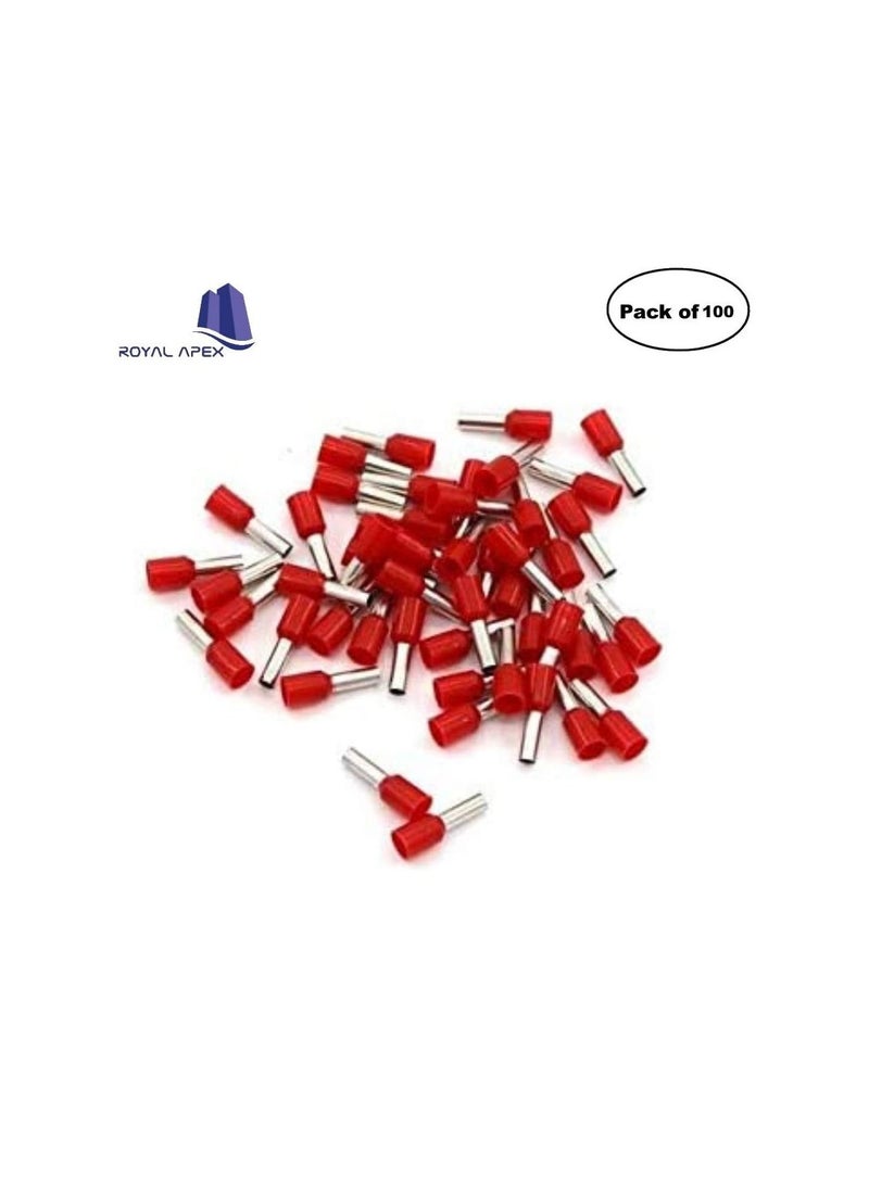 Generic Insulated Ferrules Terminal Block Cord End Wire Tubular Connector, Electrical Crimp Cable Lugs, Terminal Cable Crimp Cable Sleeve for Wire Connection (Pack of 100) (4mm -E4009, Red)  - Image 2