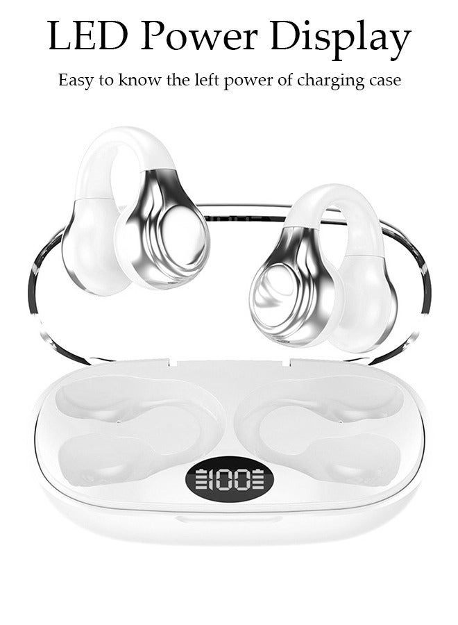 DUNISO Wireless Headphones Bluetooth Ear Clip Earphones Open Ear with Mic Wireless Charging Case LED Power Display for Running Sport Gym - Image 3