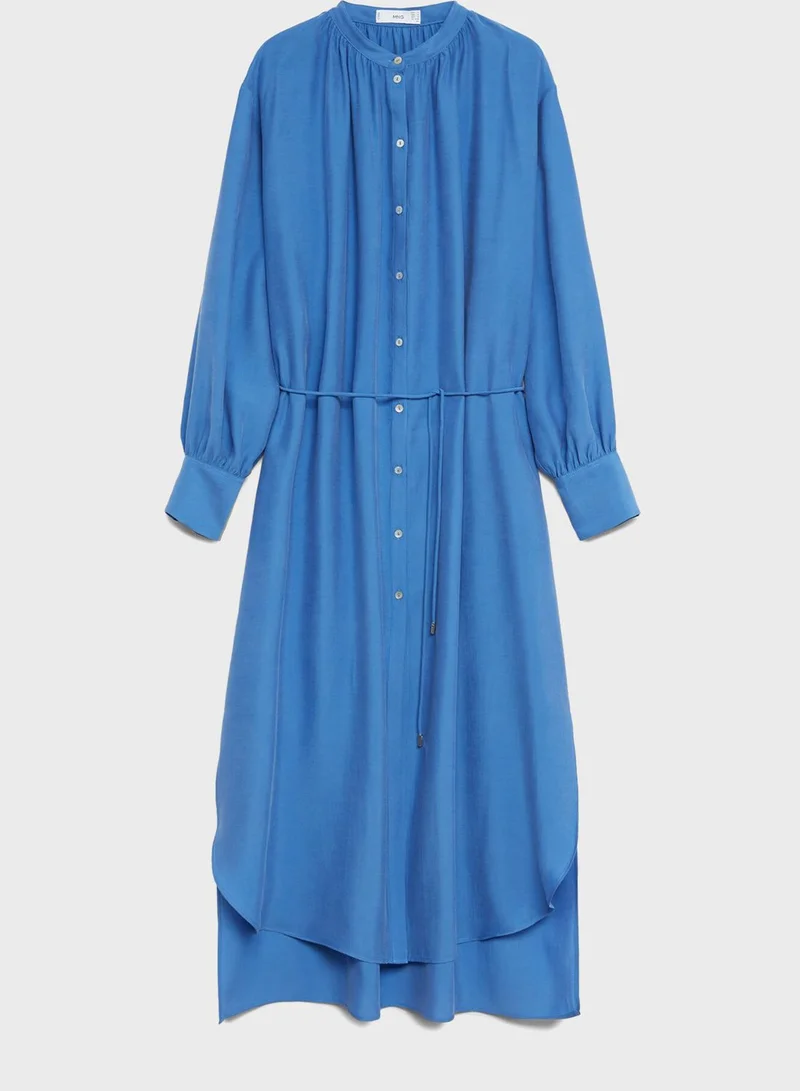 MANGO Tie Waist Shirt Dress