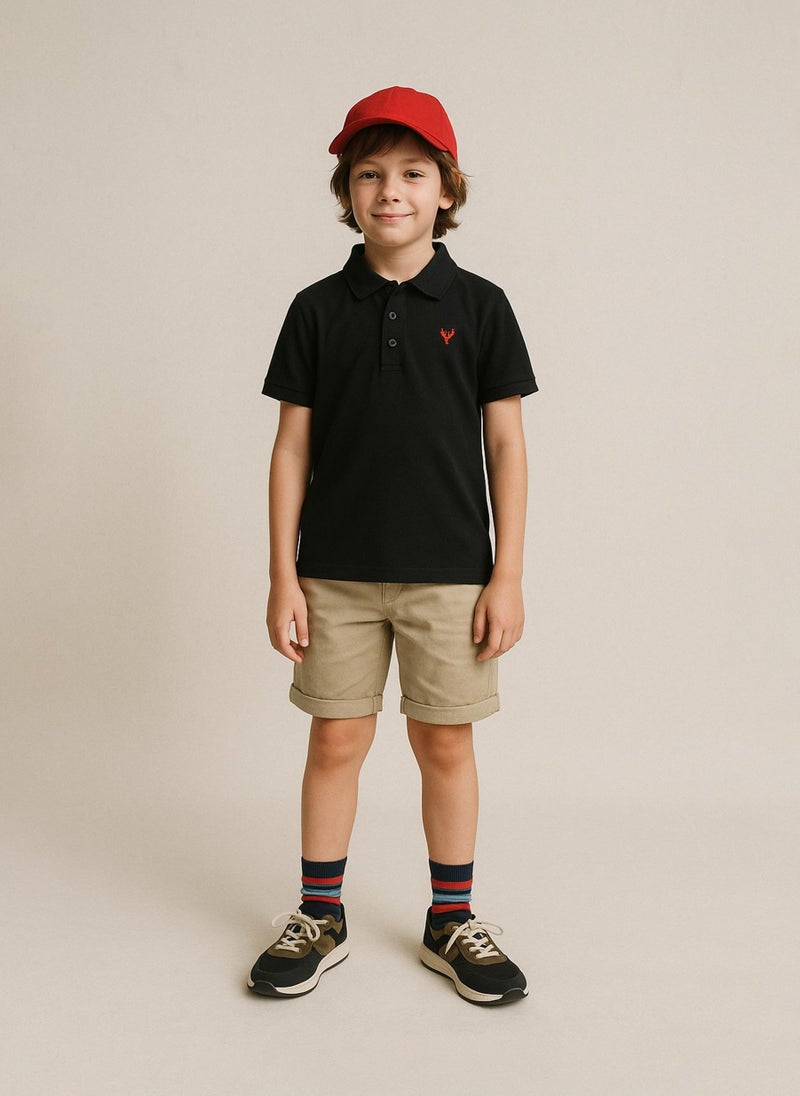 مينوتي شورت تويـل للأولاد المراهقين بحافة مطوية وجيوب - Image 1