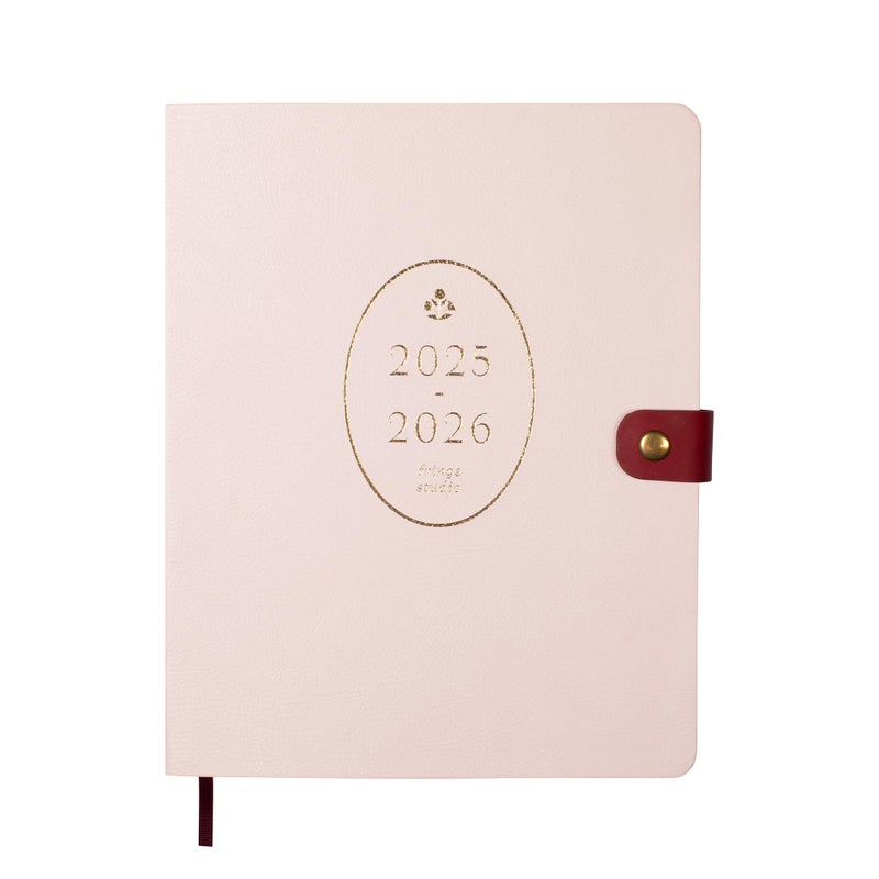 Fringe Studio 2026 Weekly Planner Aug 2025 Dec 2026 17 Month Faux Leather Wrapped Cover PRETTY STAMP BLUSH 8w x 10h 240 Pages 137FL001