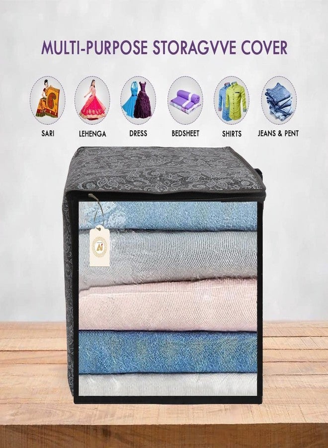 Shaping Fabric Saree Storage Bag | Premium Wardrobe Cloth Organizer Box | Large Garment Cover with Polka Dot Design | Durable Fabric, Transparent Window | Pack Of 2 AWPM11571 - Image 5