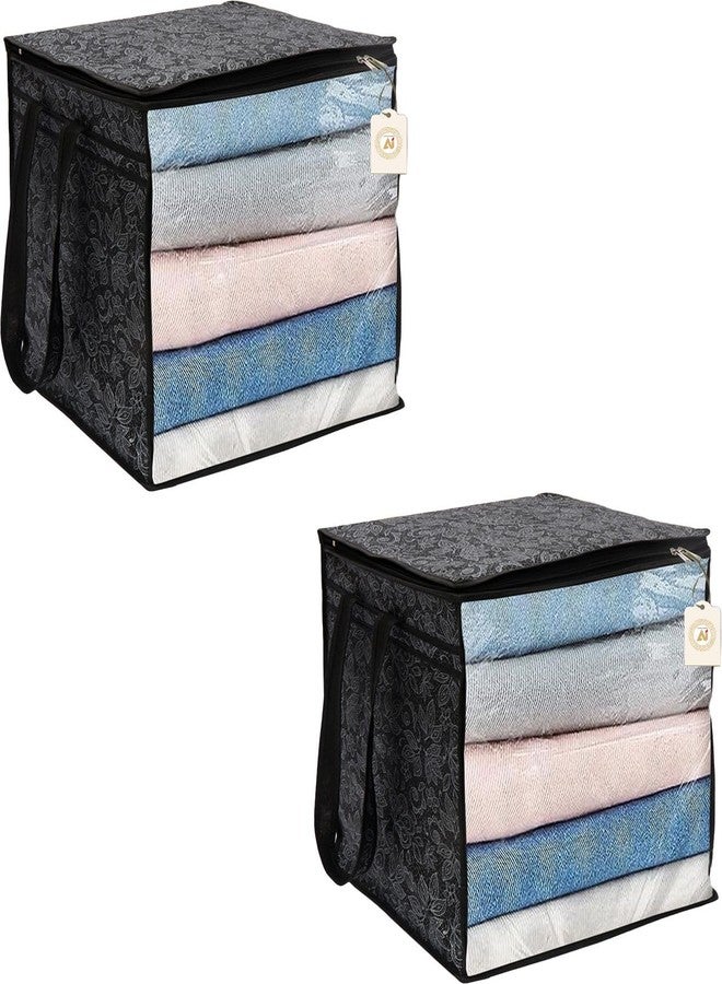 Shaping Fabric Saree Storage Bag | Premium Wardrobe Cloth Organizer Box | Large Garment Cover with Polka Dot Design | Durable Fabric, Transparent Window | Pack Of 2 AWPM11571 - Image 1