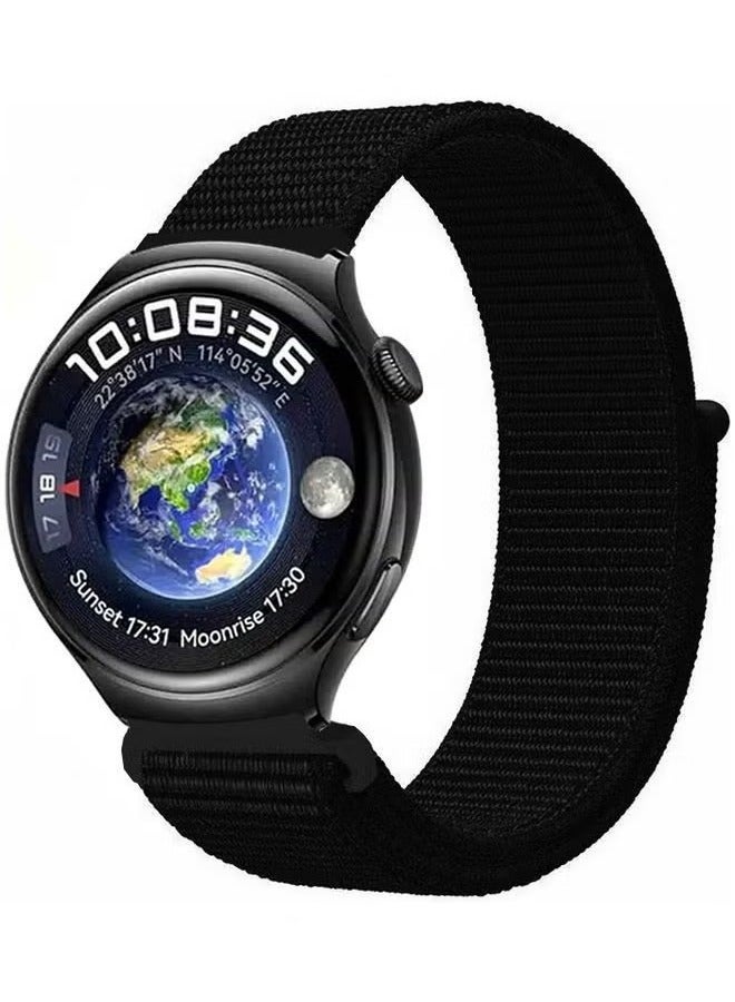 vesus 22mm Soft Nylon Sport Loop Bands Braided Watchband Compatible With Huawei 4 4 Pro Black