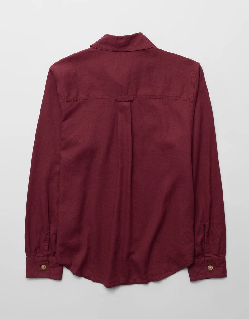 American Eagle  AE Linen-Blend Button-Up Shirt for Women | Best Price UAE