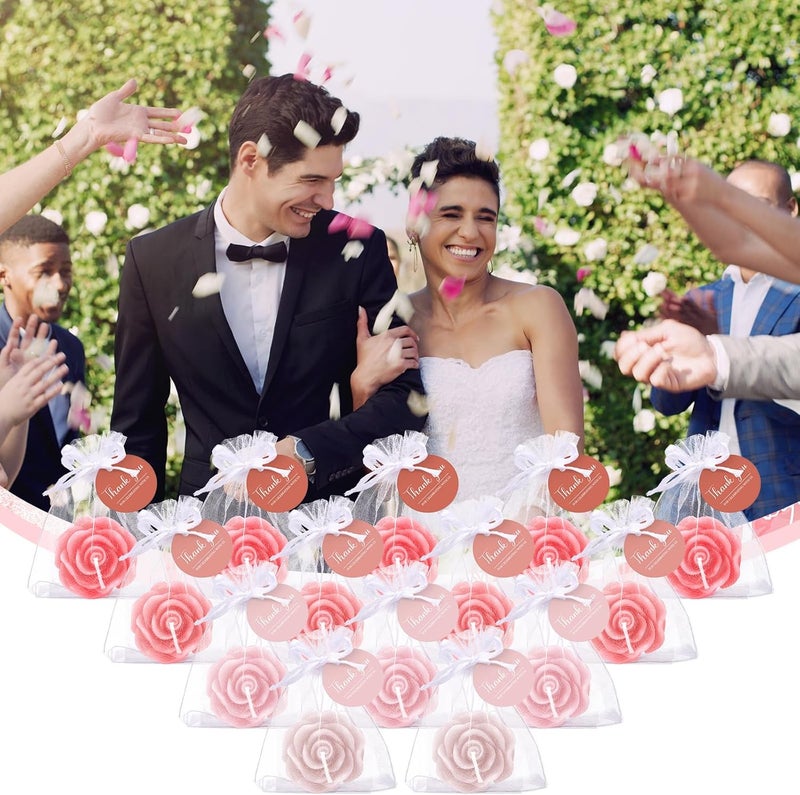 Treela 50 Set Flower Candles Wedding Favor for Guests Mini Pink Champagne Rose Shaped Tealight Candles for Return Gift Wedding Birthday Bridal Shower Housewarming Party - Image 3