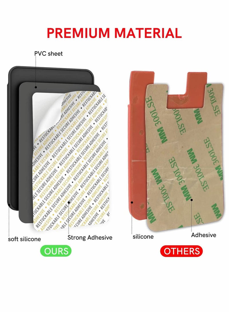 Y&D Credit Card Holder for Cell Phone Slim Silicone Wallet Stick on Case ID Pouch Sleeve with Strong Adhesive iPhone Galaxy Android Smartphones Black  - Image 4