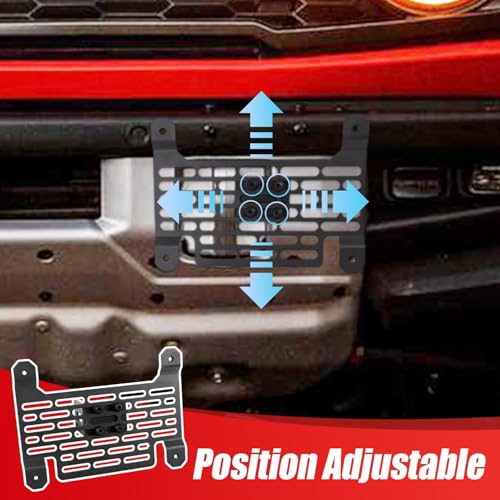 EVGoXMods Front License Plate Holder Mount Compatible with 2021-2026 Ford Bronco with HD Modular Bumper Tow Hooks License Plate Frame Relocation Bracket - Image 5