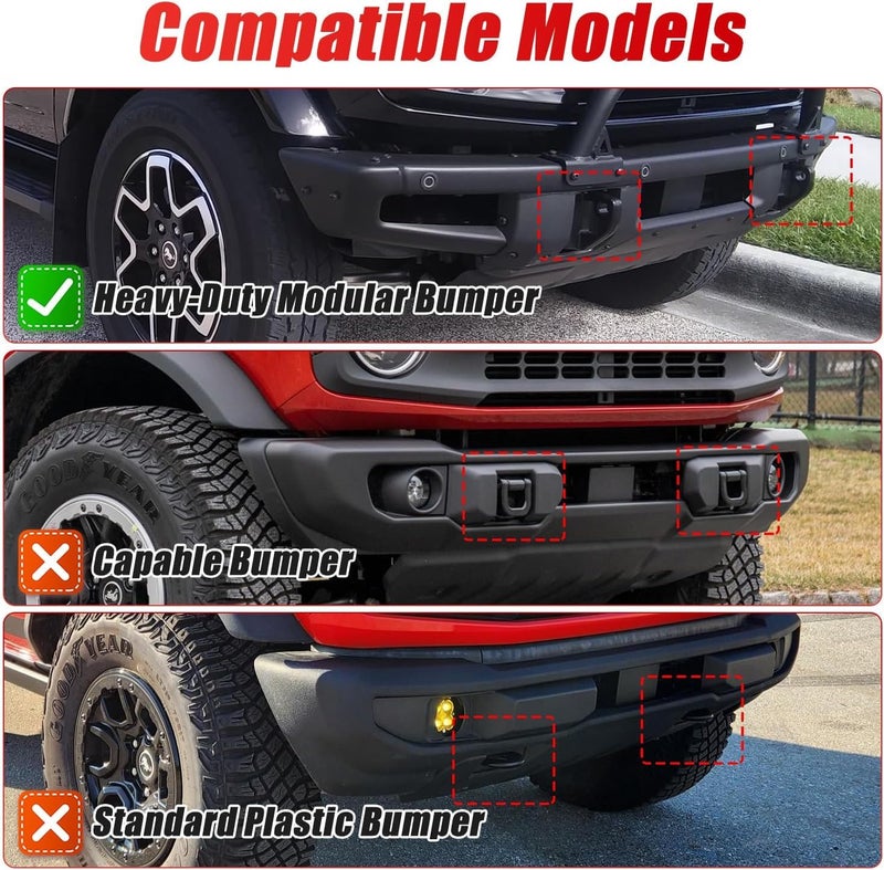 EVGoXMods Front License Plate Holder Mount Compatible with 2021-2026 Ford Bronco with HD Modular Bumper Tow Hooks License Plate Frame Relocation Bracket - Image 3