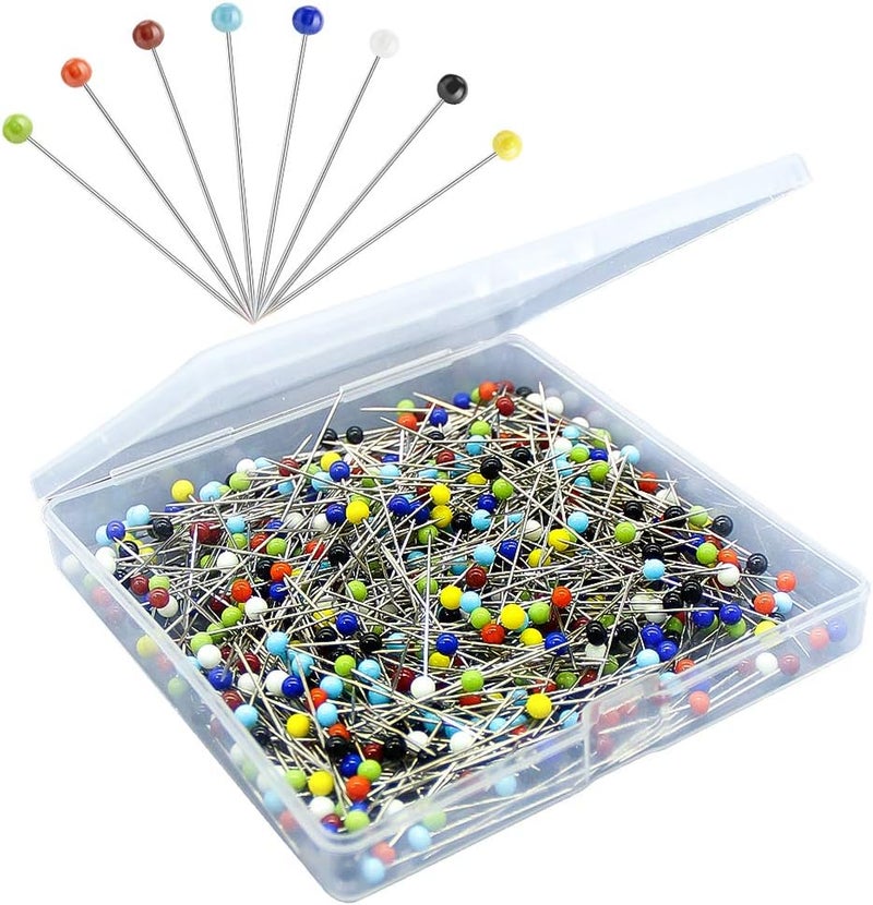 Sunenlyst 500PCS Sewing Pins for Fabric, Straight Pins with Colored Ball Glass Heads Long 1.5inch, Quilting Pins for Dressmaker, Jewelry DIY Decoration, Craft and Sewing Project by - Image 1