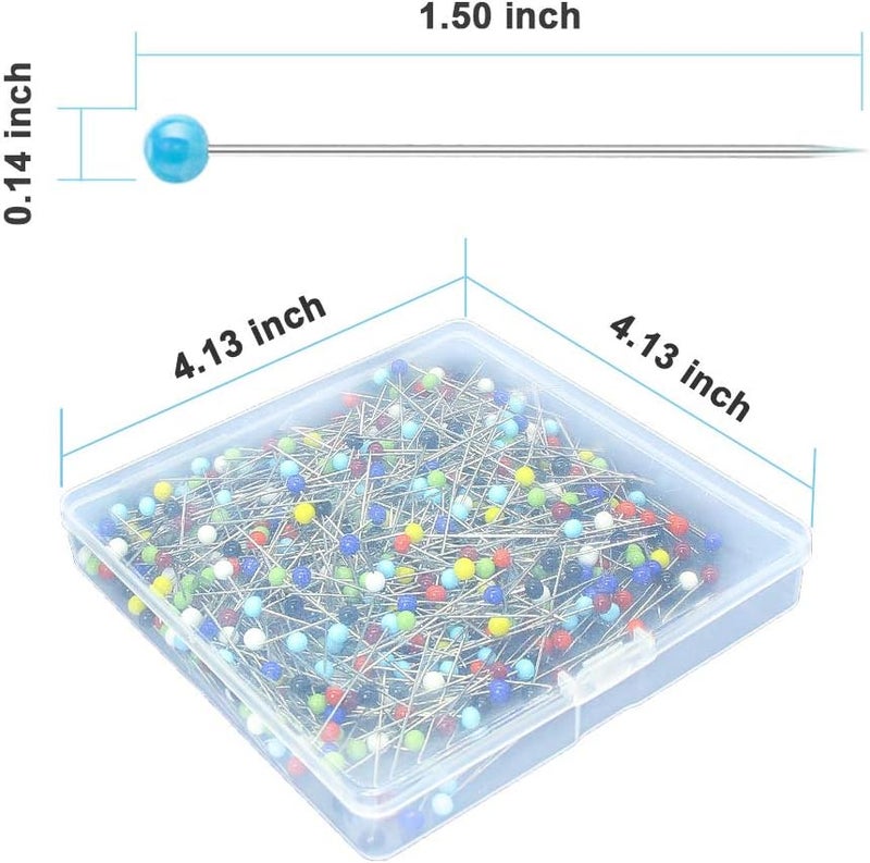 Sunenlyst 500PCS Sewing Pins for Fabric, Straight Pins with Colored Ball Glass Heads Long 1.5inch, Quilting Pins for Dressmaker, Jewelry DIY Decoration, Craft and Sewing Project by - Image 2