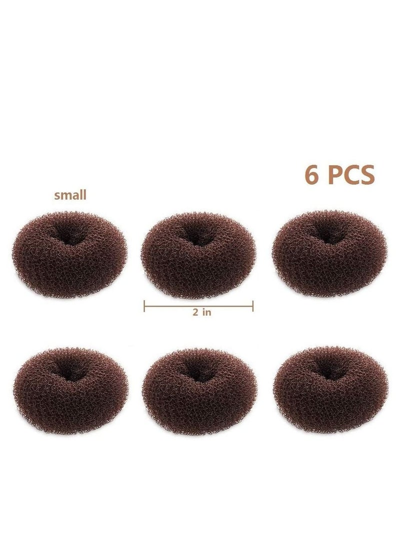 Captaintech Donut Extra Small Hair Bun Maker for Kids, 6 PCS Chignon Hair Donut Sock Bun Form for Girls, Mini Hair Doughnut Shaper for Short and Thin Hair (Small Size 2 Inch, Dark Brown)  - Image 4