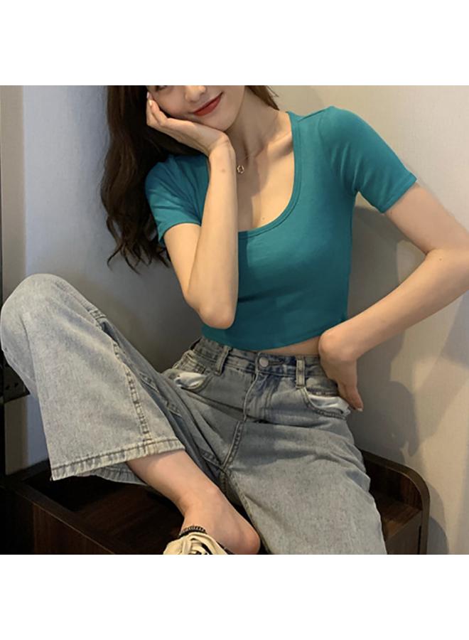Undershirt Women's Summer New Short-sleeved T-shirt Women's Korean-style Slim-fit Slimming Navel Top Women's Clothes