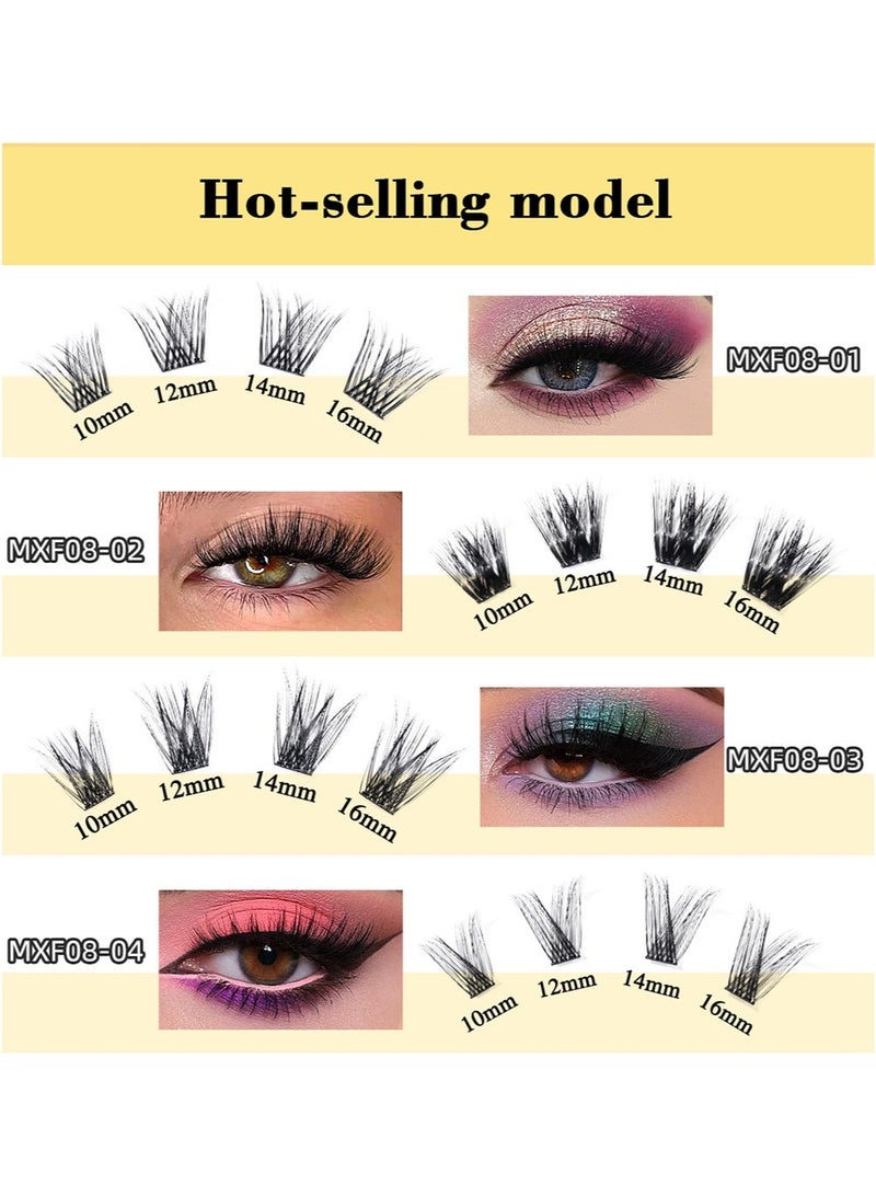 JOSQUEWNN 100Pcs Self Adhesive False Eyelashes Clusters Kit D Curl Pre Glued Wispy Lashes Kit with Tweezers for Beginners, Press On Glueless Individual Lashes 10-16mm DIY Eyelashes. - Image 5