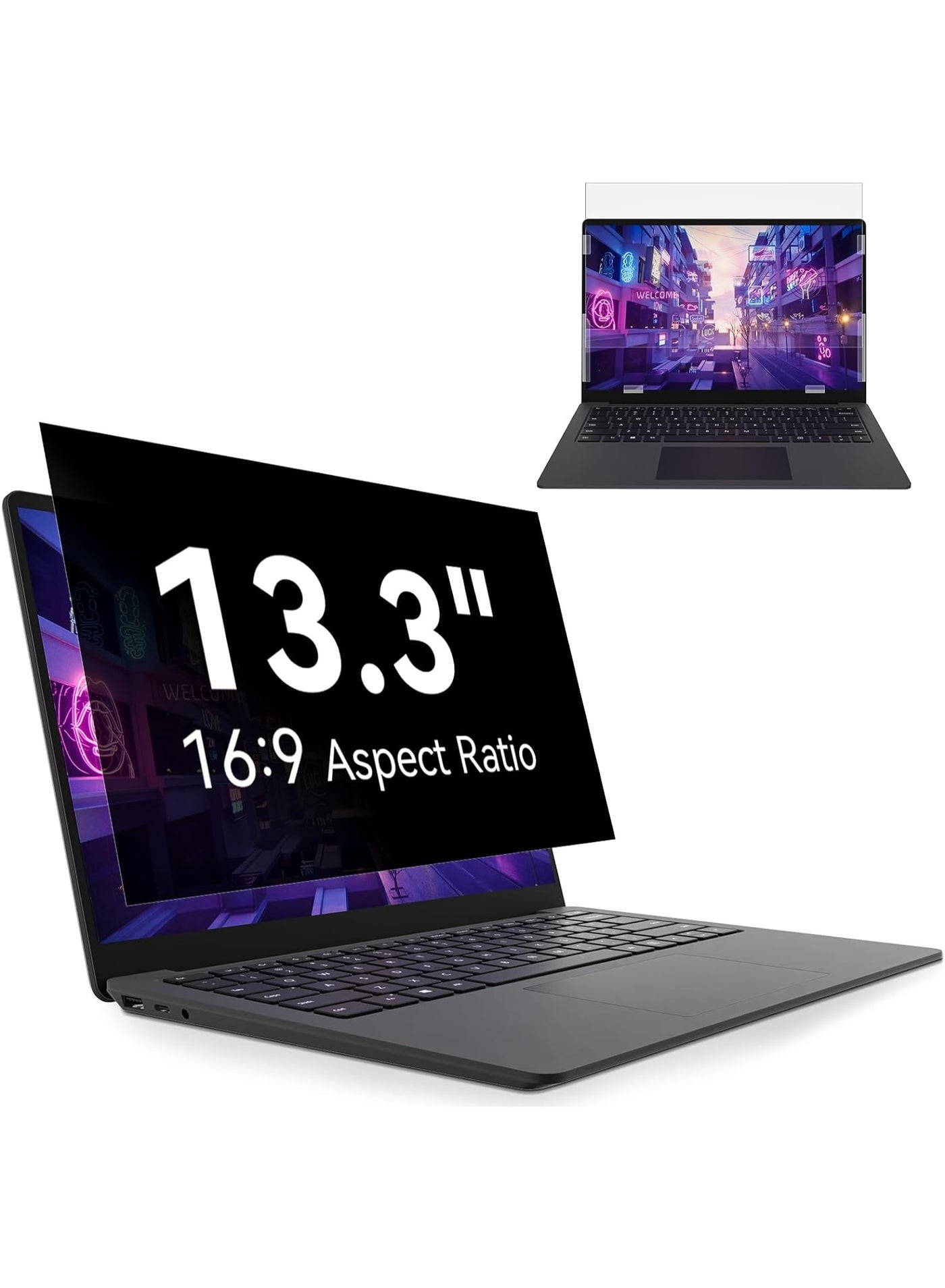 Laptop Privacy Screen 13.3 Inch, Laptop Screen Privacy Shield 16:9 Aspect Ratio Anti-Glare Blue Light Computer Monitor Protector,Removable 13in Filter for Lenovo HP Huawei Honor Xiaomi Redmi Acer Asus
