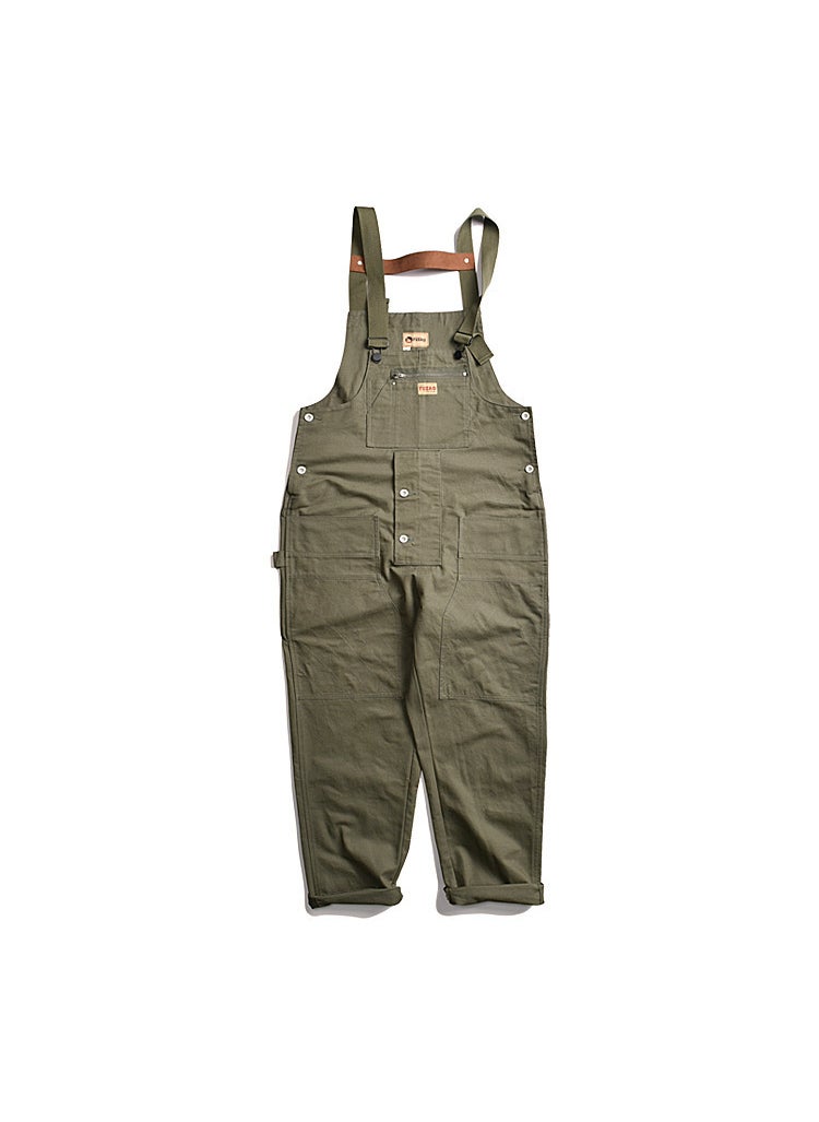 Multi-Pocket Utility Overalls for Men Army Green