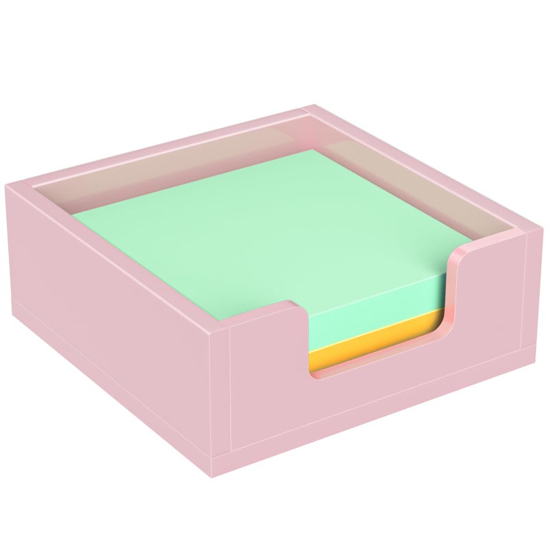 Rulyyo Acrylic Notepad Dispenser Organizer - 3 x 3 in Pink Sticky Note Holder W/O Pads Memo Holder for Dorm Room School Classroom Office Desk Organizer Aesthetic Supplies - Image 1