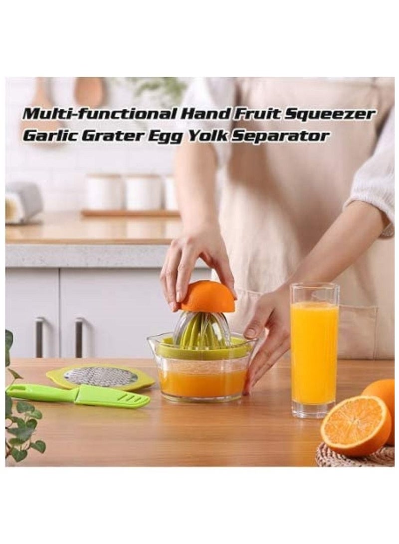 DETREND Manual Orange Juicer Extractor Citrus Fresh Juice Lemon Squeezer Reamer 4 in 1 Multi function Measuring Cup Garlic Greater Hand Press  - Image 4